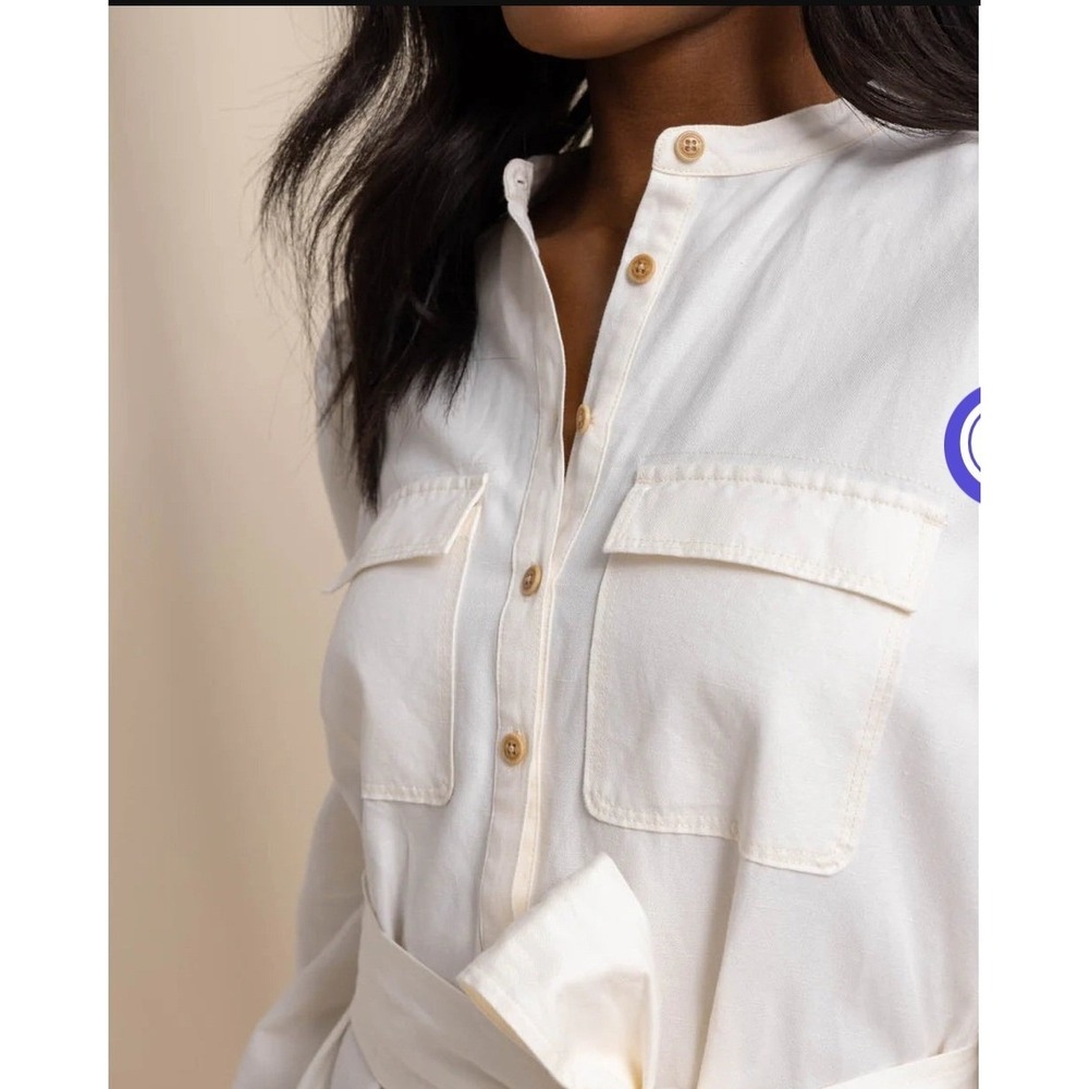 NEW Southern Tide Women's Kiara Maxi Dress Long Sleeve Belted Sand Sand White L - Picture 9 of 16